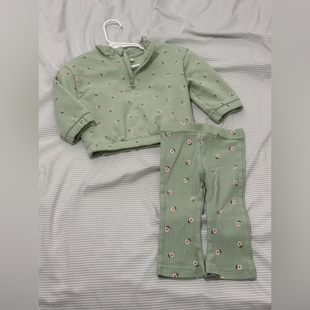 Kids Green floral  Set